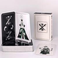 Jeu de tarot personnalisé 78 cartes noir et blanc, jeu de divination avec boîte de rangement