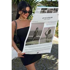 Vestido Mini Negro Belinda sin Tirantes, Ajustado al Cuerpo, con Decoración de Cuentas y Estampado de Cristales, Cintura Imperio, para Fiestas - Product Image 3