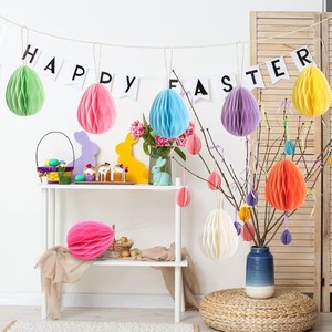 Decoraciones de Pascua Umiss, Huevos de Pascua de Papel Origami Ecológicos con Imanes, Adornos de Papel - Product Image 4