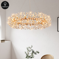 Hauteur réglable nordique moderne salon suspension lumière décor à la maison grand or luxe K9 lustre en cristal grandes fleurs forme