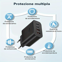 Adaptateur secteur USB Type C de haute qualité 55 W, prise EU AU US UK, chargeur mural 2A 2C, multifonction, charge rapide, bloc de voyage