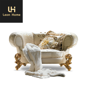 Juego de Sofás Seccionales Clásicos Europeos de Lujo, <span class=keywords><strong>Muebles</strong></span> de Sala de Estar de Madera Maciza y Tela Antiguos, Diseño Tallado Elegante de Turquía - Product Image 2