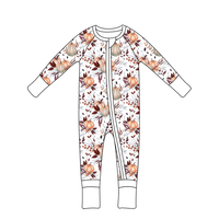 Combinaison à manches longues en bambou pour enfants, avec fermeture éclair bidirectionnelle, imprimée sur mesure, sans droits de douane, pour Pâques, par Qingli OEM