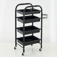 Chariot de Salon de Coiffure en Métal à 5 Niveaux avec Plateaux Amovibles, Chariot de Rangement Mobile pour Barbier et Salon de Beauté, OEM Disponible