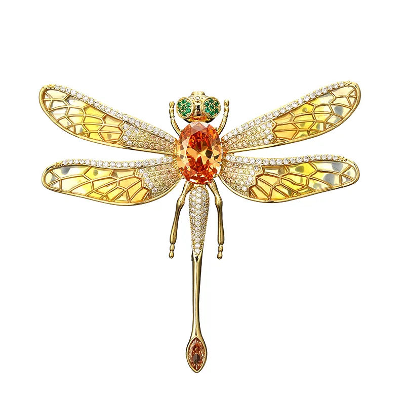 High-grade green big dragonfly ethnic style autumn and winter accessories brooch