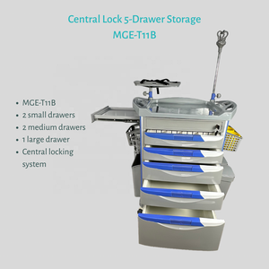 Chariot médical d'urgence de luxe <span class=keywords><strong>en</strong></span> ABS, chariot de secours avec <span class=keywords><strong>5</strong></span> <span class=keywords><strong>tiroirs</strong></span>, verrouillage centralisé, poteau IV pour hôpital et clinique - Product Image 3