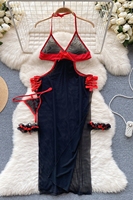 Robe d'été sans manches en maille ajourée pour femme