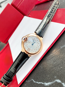 Montre mécanique automatique élégante et tendance, bracelet en cuir de vache à motif crocodile noir brillant, cadran radial gravé - Product Image 4