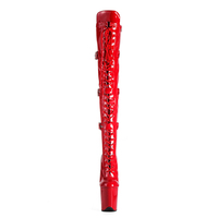 Bottes de pole dance personnalisées en PU, hauteur cuisse, talon fin 20 cm, plateforme à trois boucles, à lacets et fermeture éclair, pour performance en boîte de nuit