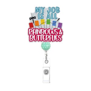 Badge d'identification rétractable pour infirmière, best-seller transfrontalier, avec perles vertes et strass, boucle à tirage facile et clip dorsal - Product Image 5