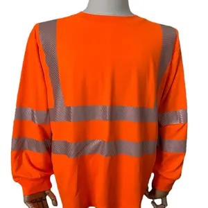 T-shirt Fluorescent réfléchissant à manches longues Hi Vis vêtements de travail Construction vêtements de travail