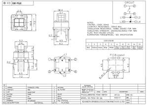 JINBEILI TD02-4D série 6*6*7 interrupteur tactile lumineux avec LED de couleur de <span class=keywords><strong>remorquage</strong></span> trou traversant vertical bouton transparent Type DIP - Product Image 6