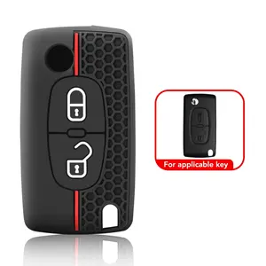Housse de protection en Silicone pour porte-clés de voiture, pour <span class=keywords><strong>Peugeot</strong></span> 206 308 3008 Expert <span class=keywords><strong>Partner</strong></span> Citroën C3 Pluriel Picasso Berlingo - Product Image 2
