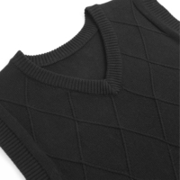 AiNear Vente en gros de logo personnalisé Design Oem & Odm sans manches col en V graphique à carreaux pour hommes chandails gilets tricotés en coton uni