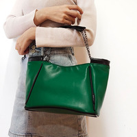 Sacs à main pour femmes en cuir PU vert décontracté, personnalisables, sacs de marque, fermeture éclair de luxe, bandoulière chaîne imperméable, OEM/ODM