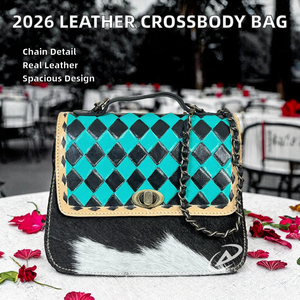 Nuevo Bolso Bandolera de Piel Genuina de Vacuno 2026 con Patrón Paisajístico, Correa de Cadena, Elegante y Duradero, de Nylon - Product Image 2