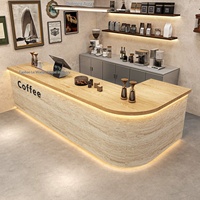 Nouveau modèle de comptoirs de réception complets en MDF, bois de luxe, style minimaliste moderne, pour les magasins de thé au lait, de café, de desserts, de gâteaux et de pain