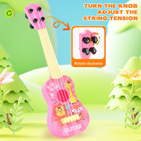 High Quality Children's Early Education 10 Inch Cartoon Animal Four String Guitar Plastic Musical Instruments Toy