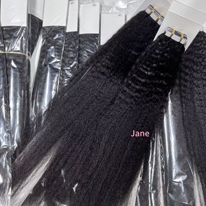 Extensiones de Cabello Humano con Cinta Adhesiva Invisible, Cabello Virgen Birmano Italiano <span class=keywords><strong>Rizado</strong></span> con Cutícula Alineada, Liso Kinky - Product Image 1