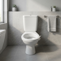 WC complet en céramique deux pièces avec réservoir à motif, abattant en plastique et raccords LLC