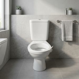 Inodoro de cerámica de dos piezas con cisterna y asiento de plástico, juego completo de WC con accesorios LLC - Product Image 5