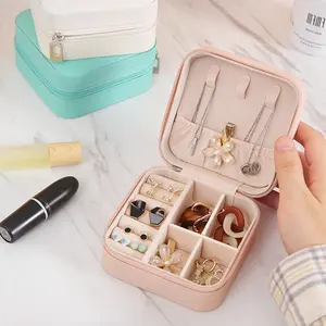 Custom Luxury Girls Ring 'Jewlery' Case Small 'Jewelery' Portable Pu Jewellery Organizer Travel Storage Leather Jewelry Box