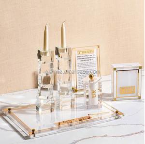 Bougie Juive Juive Magnifique Bougeoirs Bougeoirs <span class=keywords><strong>en</strong></span> Cube Cristal Clair - Product Image 4