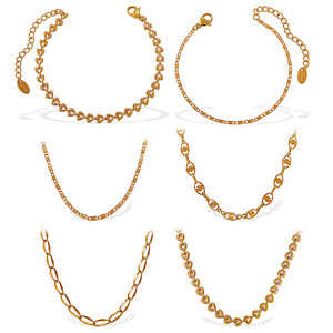 สร้อยคอเรขาคณิตสำหรับผู้หญิง ดีไซน์ยุโรปอเมริกัน ชุบทอง 18k สร้อยสแตนเลสสตีล ชุดเครื่องประดับ - Product Image 5