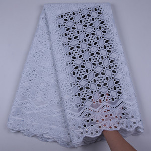 Bordado 100% tela de encaje de algodón seco con cuentas para vestido de fiesta encaje de algodón de gasa suiza de Dubái de alta calidad con piedras 1710 - Product Image 6