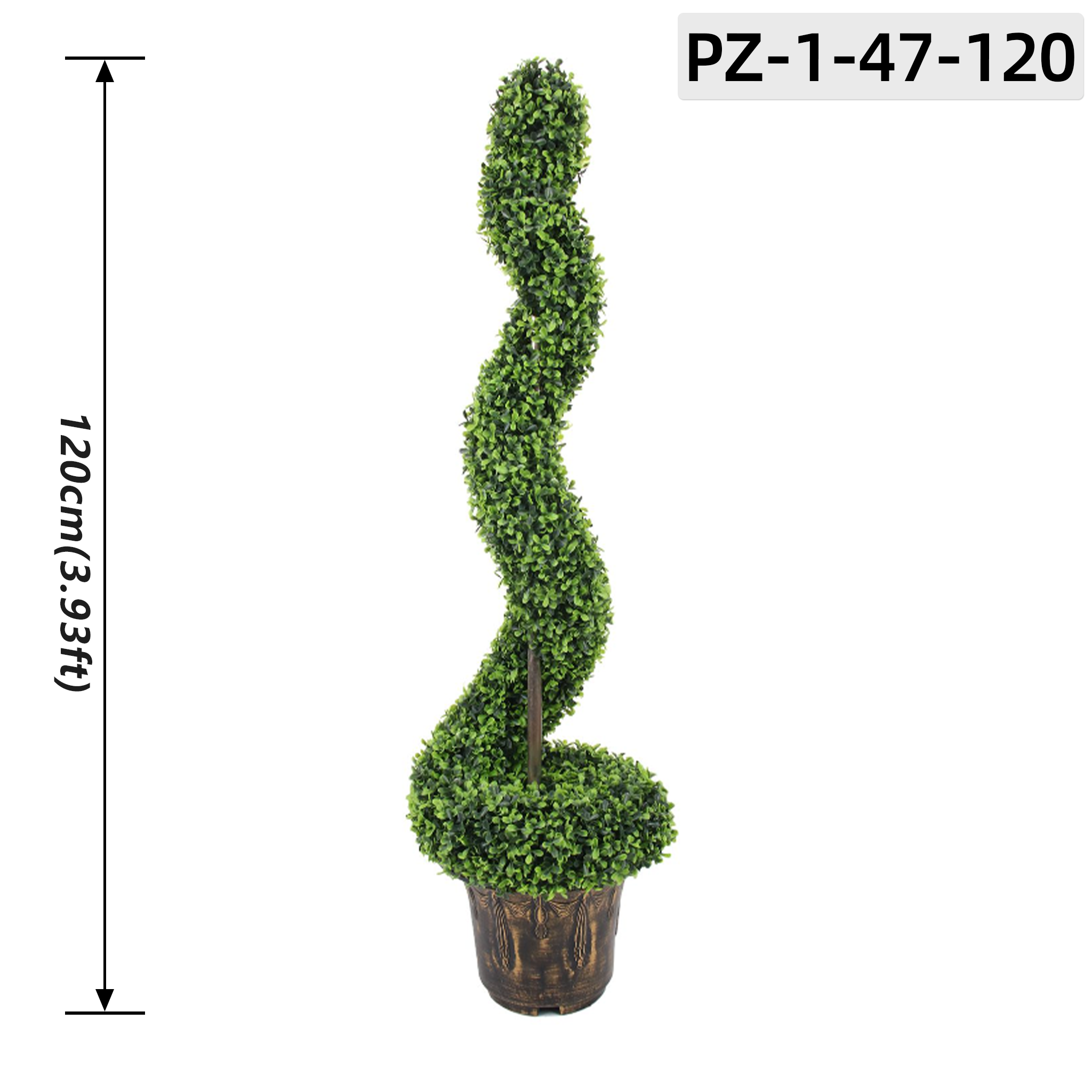 Soft Natural Green Wave Spiral Shrub (120cm / 3.93ft)
