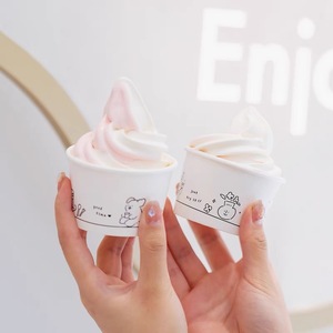 Tùy chỉnh 3oz tường duy nhất cốc giấy phân hủy sinh học dùng một lần Sundae món tráng miệng Kem <span class=keywords><strong>container</strong></span> biểu tượng tùy chỉnh in vòng hình dạng - Product Image 4