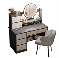 Coiffeuse de table de maquillage en bois massif simple et moderne pour chambre principale pour petits appartements Caractéristique durable Filet rouge