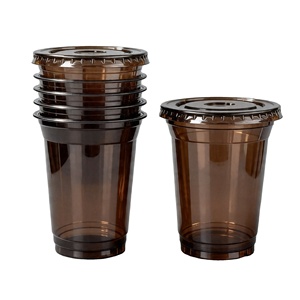 Disposable Custom logo 98mm 500ml Brown clear Pet <b>Plastic</b> <b>Cup</b> Milk Tea Cold <b>Drink</b> Coffee <b>Cup</b> <b>Plastic</b> <b>Cup</b> with Lid - Product Image 3