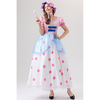 Costumes d'Halloween pour adultes, personnages de dessins animés, princesse à pois roses, Costumes Cosplay, bergère