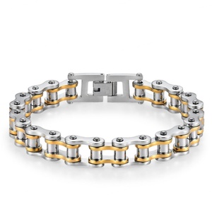 Anti <b>Bracelet</b> Bulk 14k 18k <b>Gold</b> Plated Stainless Steel Charm <b>Bracelet</b> Wholesale <b>White</b> Biker <b>Bracelets</b> for <b>Men</b> - Product Image 1