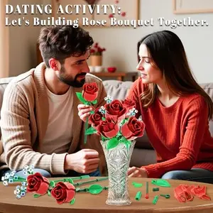 Gratuit <span class=keywords><strong>Trib</strong></span> 11003 2025 nouveau romantique Rose fleur Bouquet modèle briques décoration de la maison enfants bricolage jouets fille cadeaux blocs de construction ensembles - Product Image 3