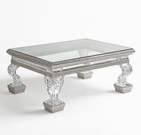 Ensemble de tables basses rectangulaires convertibles en bois massif, finition miroir, bord biseauté effet diamant écrasé, meubles de salon modernes