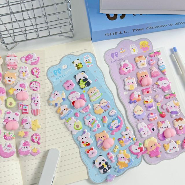 Customized 3D Puffy Animal Stickers Soft Handmade Cute Cartoon Design Vibrant Colors for DIY Crafts Journal Phone