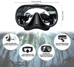 Silicone không khung bơi gương không thấm nước Lặn Kính lặn Ống Kính Kính cường lực Scuba Gear cho lặn tự do bơi - Product Image 3