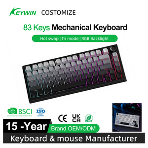 Clavier mécanique de jeu OEM ODM personnalisé avec montage sur joint, RGB, gravure laser latérale, PBT ABS double injection, tri-mode, hot-swap et bouton rotatif - Product Image 1