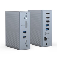 Station d'accueil USB-C 14-en-1 en alliage d'aluminium avec triple moniteur 4K 60Hz pour USB 2.0, USB 3.0, PD 100W, Ethernet Gigabit, alimentation CC 120W