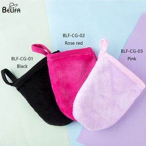 Gants nettoyants Belifa pour le démaquillage produit de nettoyage du visage en microfibre réutilisable gants démaquillants en flanelle noire - Product Image 6