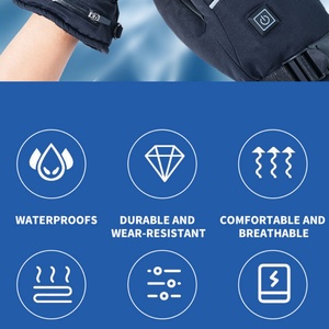 Gants chauffants à écran tactile USB certifiés CE, mitaines chauffantes électriques bon marché, mitaines chauffantes en cuir imperméables pour le ski - Product Image 6