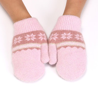 Gants d'hiver pour enfants en jacquard à motif flocon de neige, en peluche épaisse, à doigts enveloppés, pour la pêche en plein air et les sports, pour la chaleur