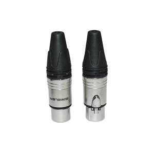 XLR 3 Pin Konektor Kabel Audio Plug Mic Betina Konektor OFC Berlapis Nikel DMX Cannon-<span class=keywords><strong>M</strong></span> Konektor Mikrofon Perumahan Hitam Perak - Product Image 1