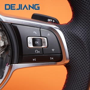 Volante de Cuero Completo para Volkswagen MK7 MK6 Golf7 Polo CC Jetta Tiguan <span class=keywords><strong>GTI</strong></span> R GTD GTS GTE R-Line, Base Plana de Alta Calidad - Product Image 4