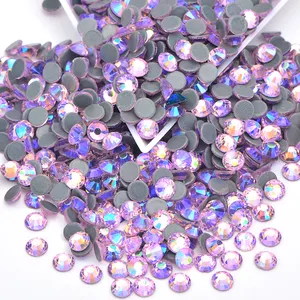 Wholesale SS6 8 10 12 16 20 30 AB New Color Crystal Stones Flatback Round Strass Hot Fix Glass Rhinestones Iron On Hotfix Stones