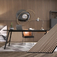 Placage de bois Mdf sel en bois PET lamelle décorative panneau mural acoustique