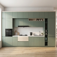Armoire de cuisine en panneaux de particules sur mesure avec plan de travail en pierre artificielle pour projet résidentiel
