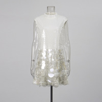 Robe Courte Décontractée pour Femme WIWT, Élégante, Ornée de Paillettes, Sans Manches, pour Soirée et Cérémonie
